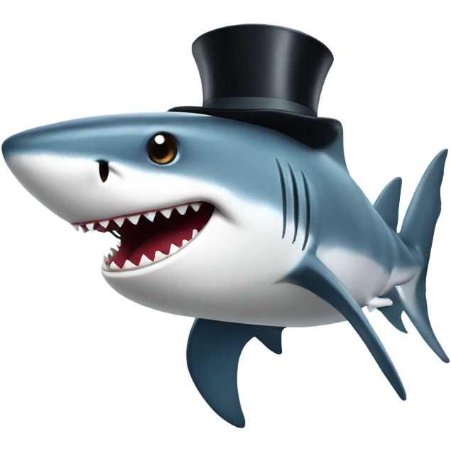 Shark with a top hat emoji