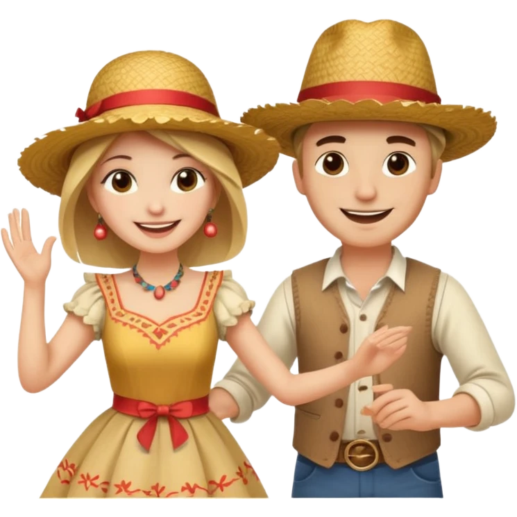 casal de branco  dançando quadrilha festa junina emoji