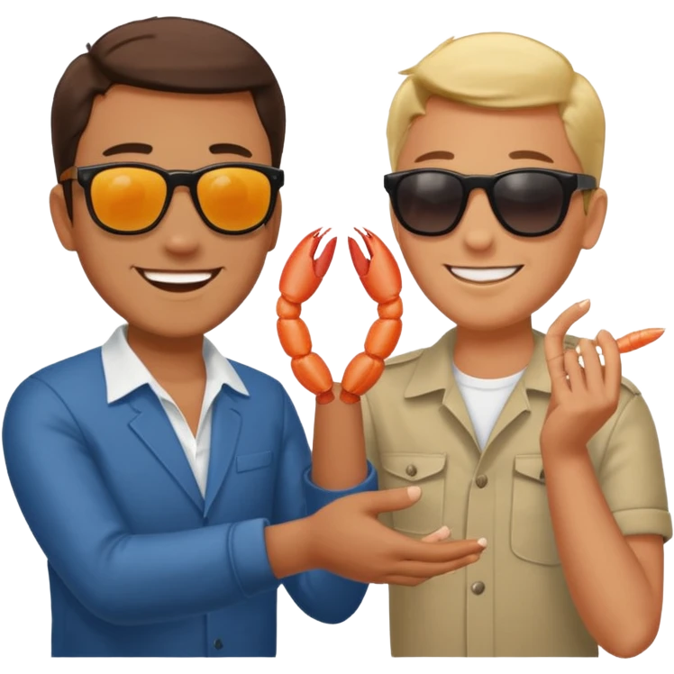 Make one of a man throwing shrimp at another guy emoji