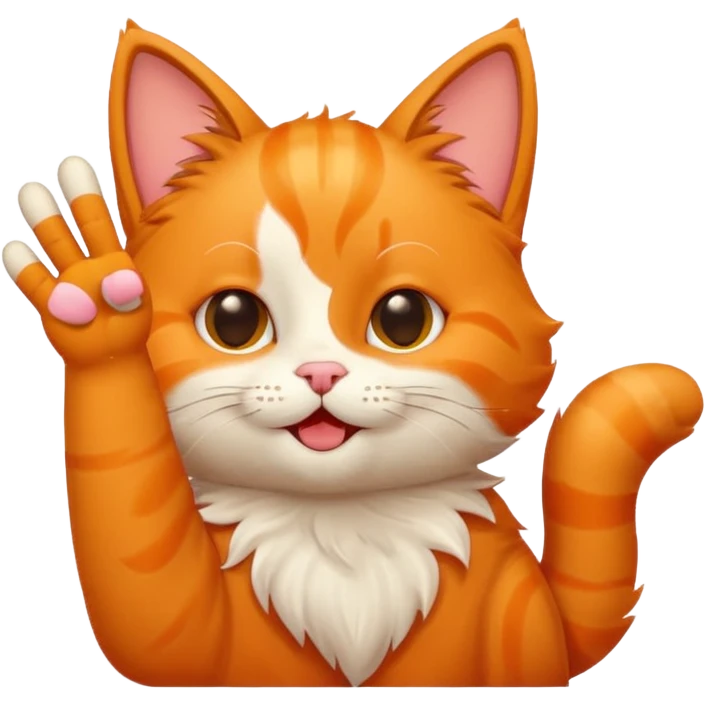 cute cat winking and holding up a peace sign with its paw emoji
