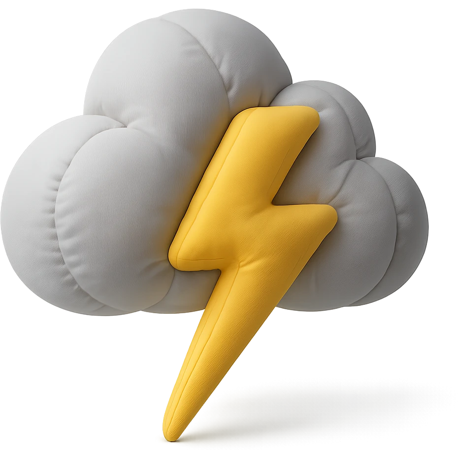 thundercloud with bold yellow lightning bolt emoji