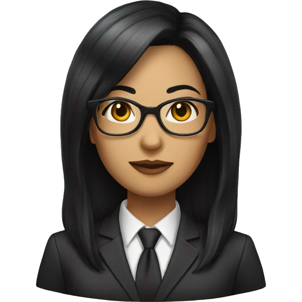 Female defense attorney with long black hair with glasses emoji