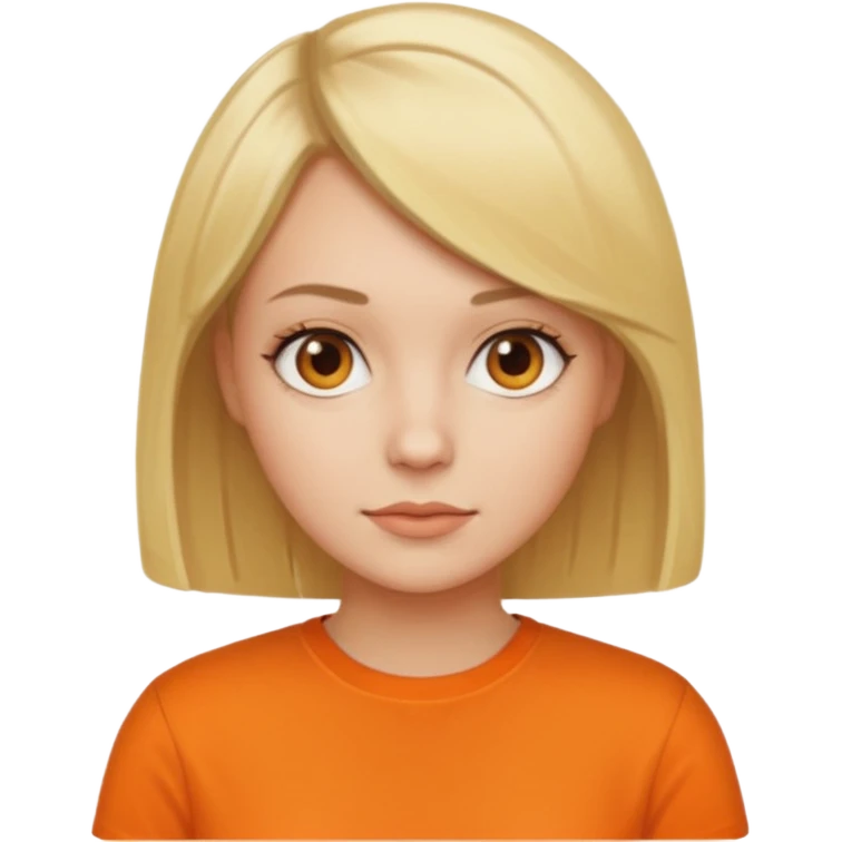 Women with blond hair bob and orange shirt emoji