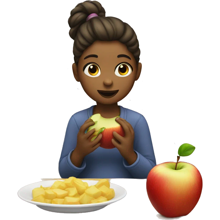 girl eats apple emoji