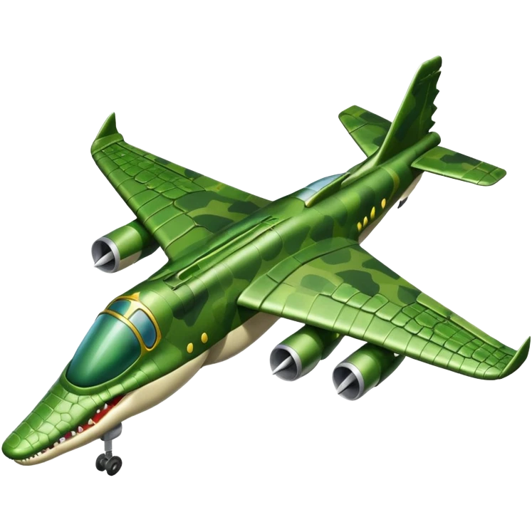 Un cocodrilo c9mbinado con un avion de guerra emoji