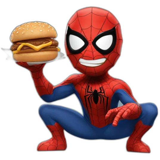 Spider man qui mange un Mcdo emoji