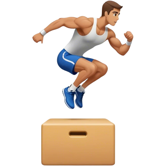 man jump onto plyo-box side-view emoji