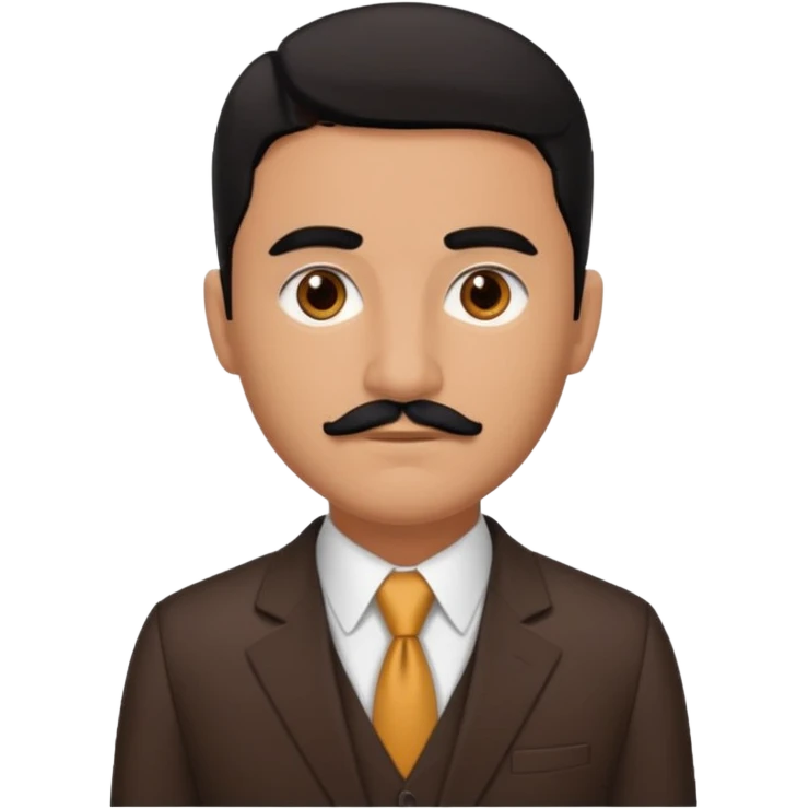 Jorge Palomino Y Cañedo with brown eyes, black hair and thin mustache, dark brown suit  emoji