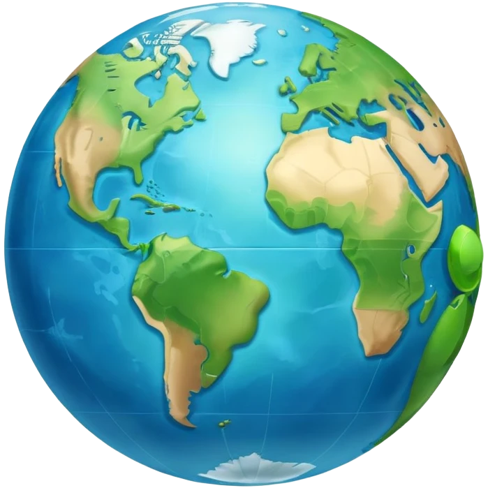 Earth globe with analog clock in corner, timezone symbol, iOS emoji style emoji