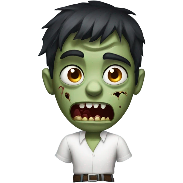 scared boy zombie with medium dark hair and white shirt emoji