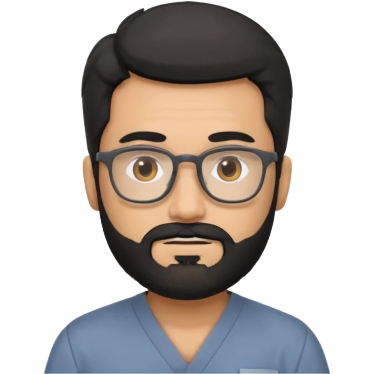 male with a scrubs color gray and blanck hair and tan skin and beard and glasses emoji