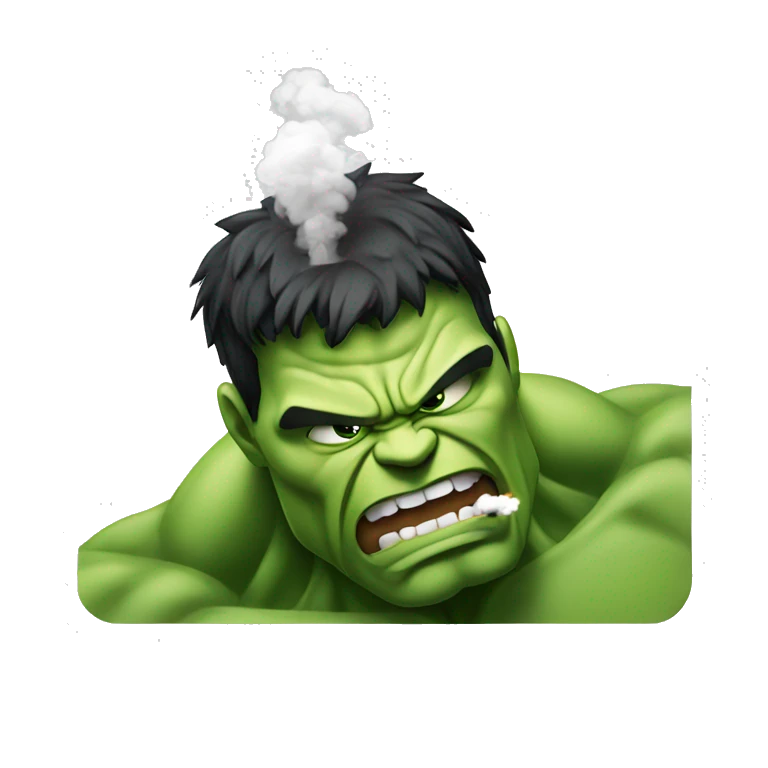 Hulk blowing smoke from his head emoji