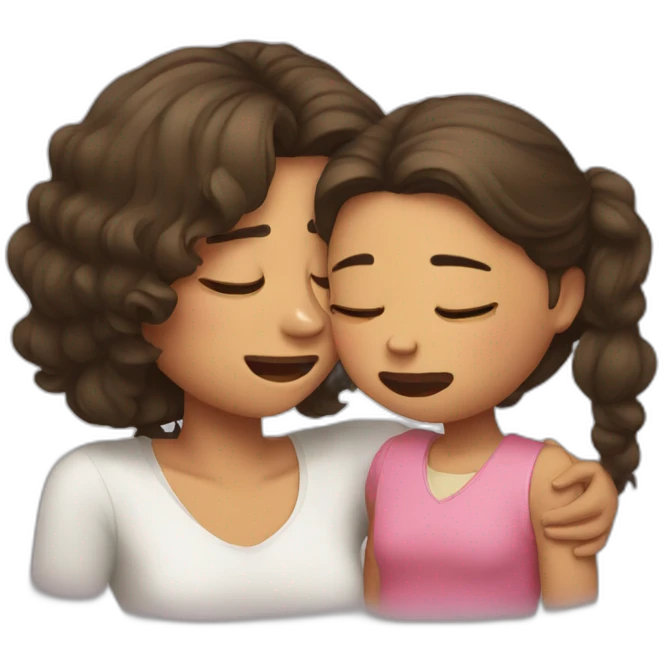Girl with mom crying  emoji