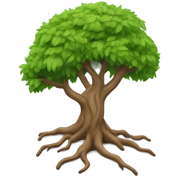  Un árbol de la vida con raíces profundas y ramas extendidas, representando la conexión con la tierra. emoji