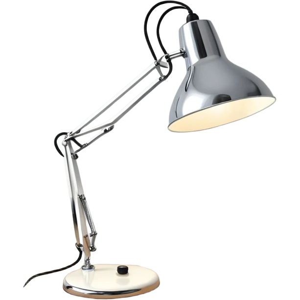 Lamp Poul Henningsen for Louis Poulsen PH 2/1 table lamp in white and chrome on a desk  emoji