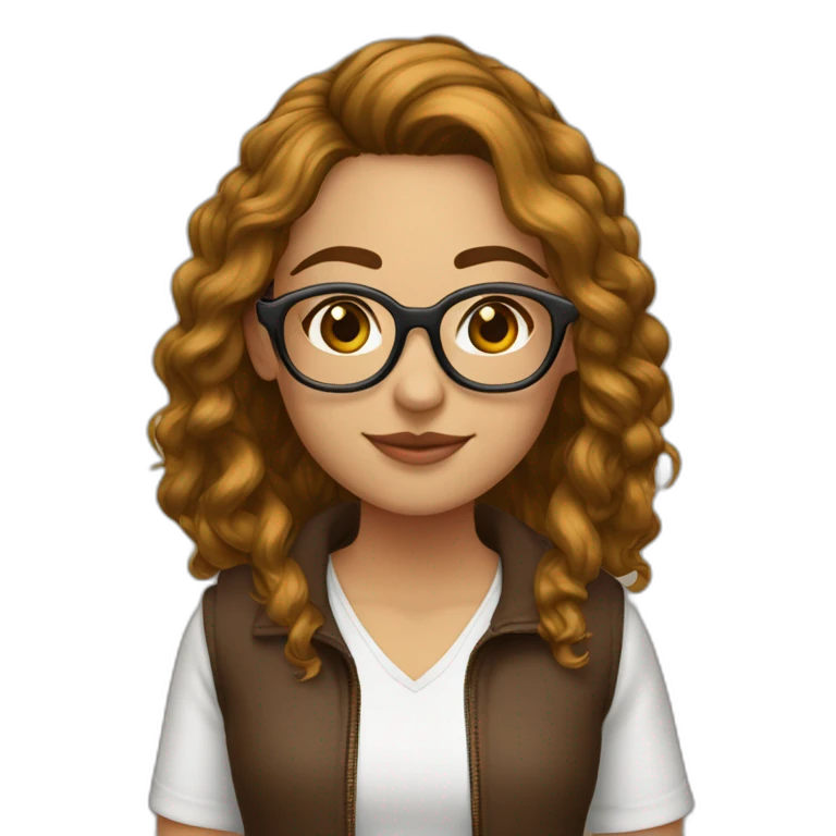 joven mujer blanco cabello marron y lentes emoji