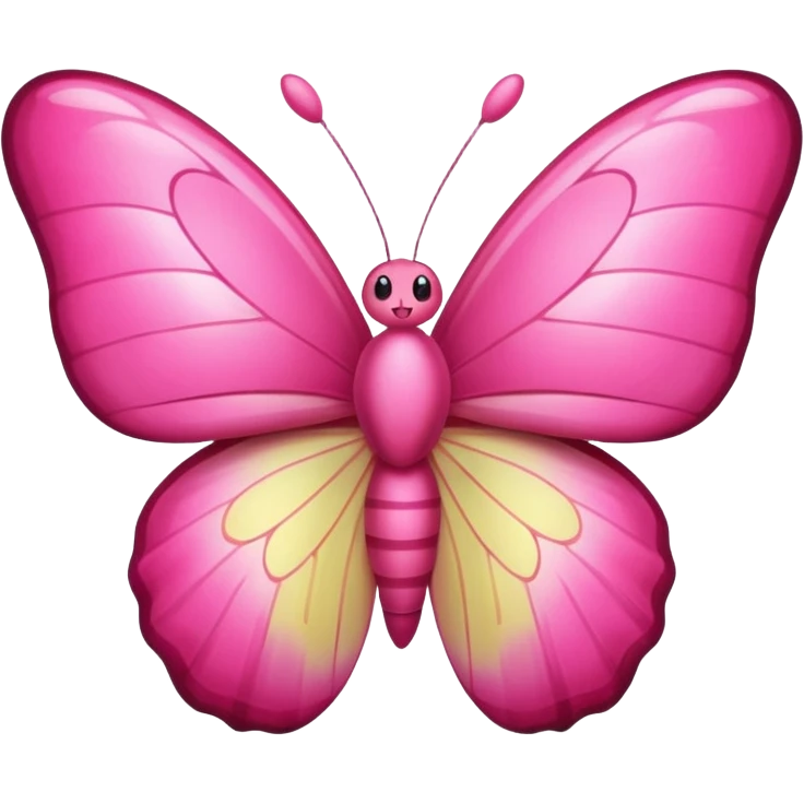 pink butterfly emoji, wings open, cute expression, apple style emoji