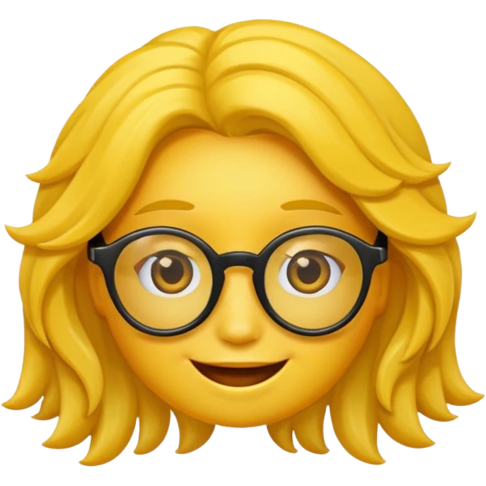 Realiza un emoticon amarillo sonriente, con lentes oscuros y cabello rizado emoji