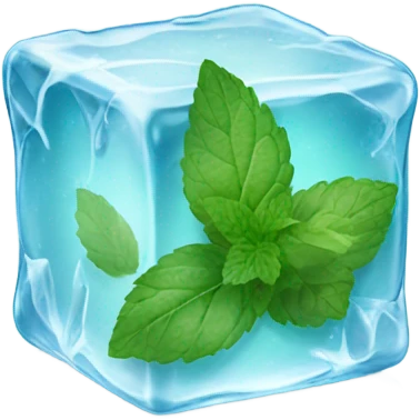 ice cube with mint leaves on it emoji