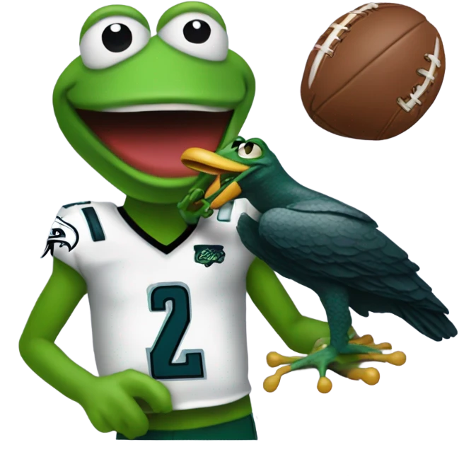 Philadelphia eagle eating Kermit the frog emoji