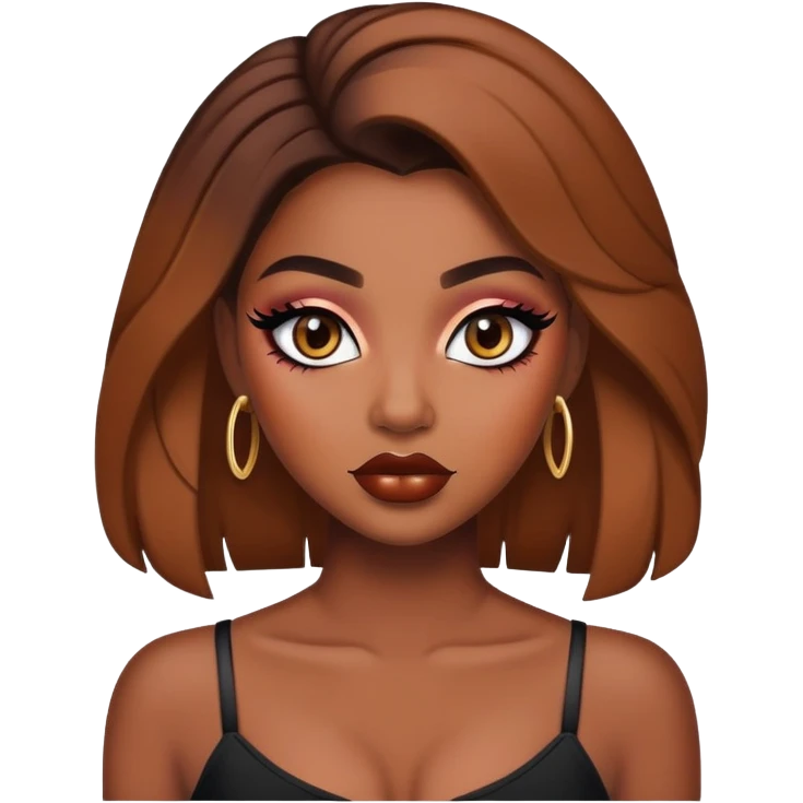 pretty brown skin baddie with makeup emoji