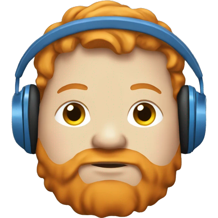 A very fat ginger with headphones and a blue hoodie emoji