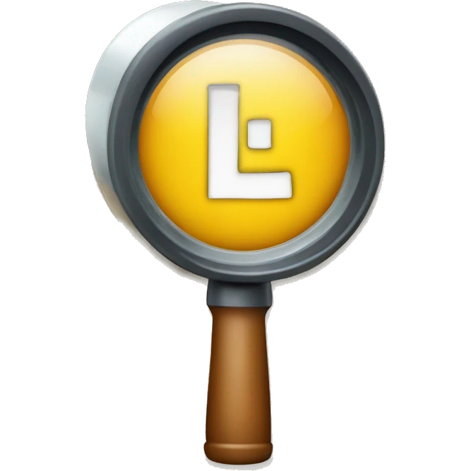 The letter L under a magnifier emoji