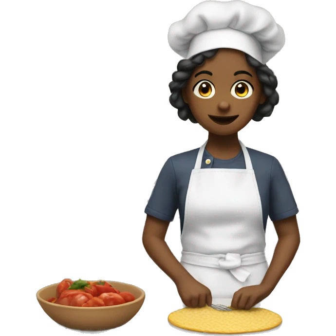 The girl cooks food for him emoji