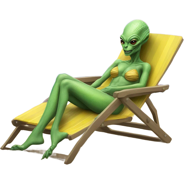 a Reptilian alien woman laying on the sea ​​deckchair emoji