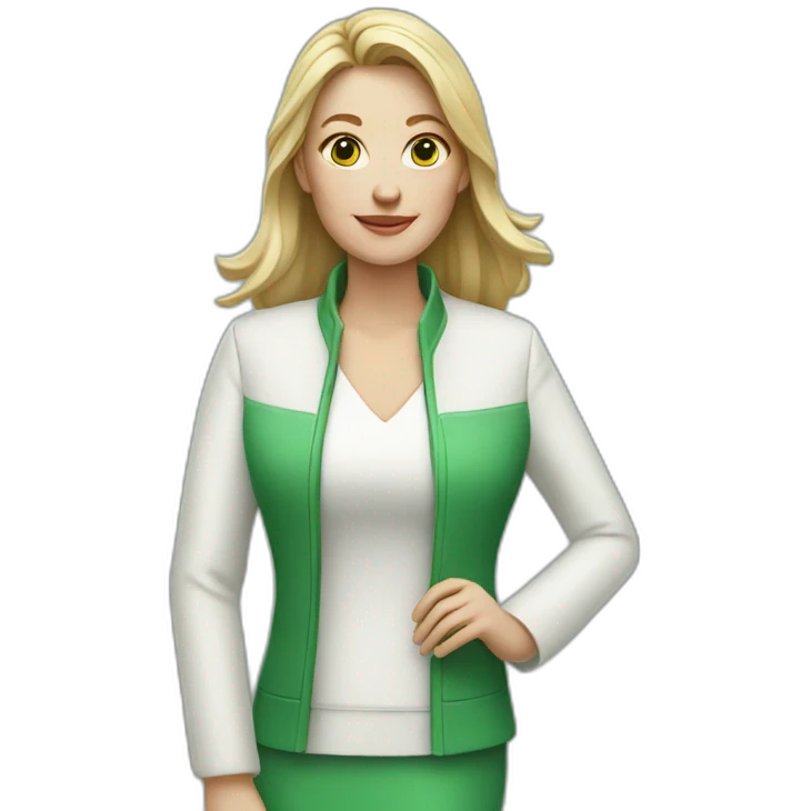 White Woman in green dress and white jacket emoji