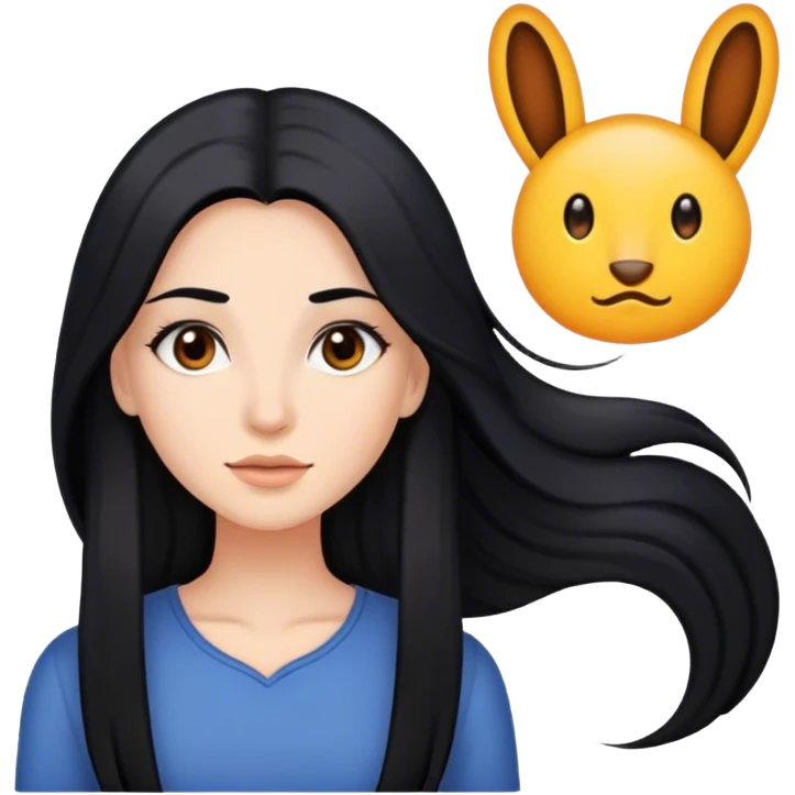 Femme cheveux long noir yeux marrons emoji