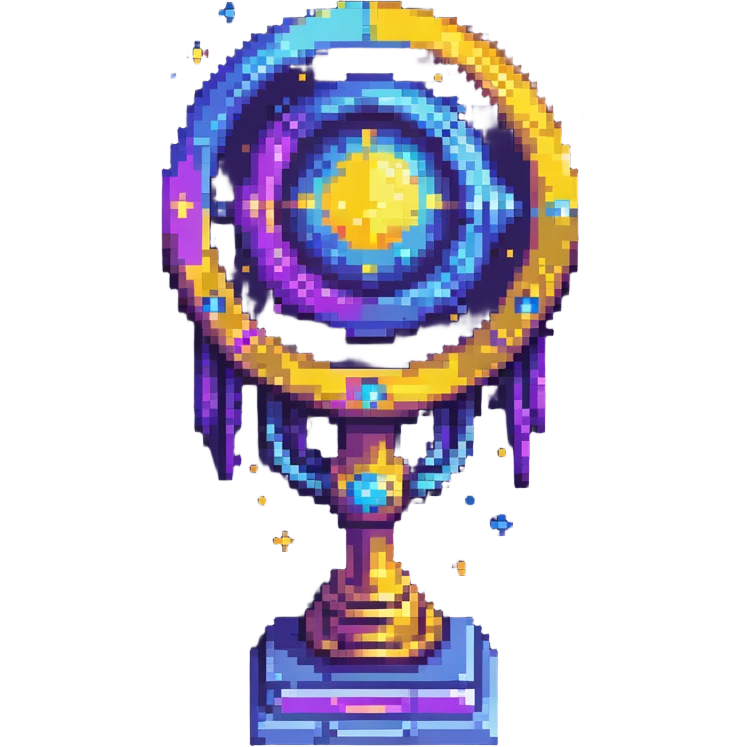 Alien civilization trophy with cosmic color spectrum, celestial blues and violet hues of distant galaxies emoji
