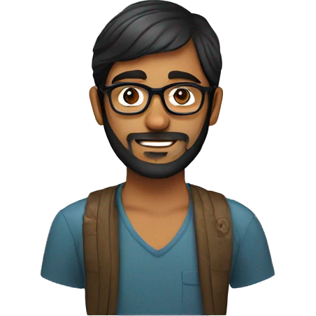 indian man in his 20s with a beard, glasses and short hair and waeringa tupi emoji