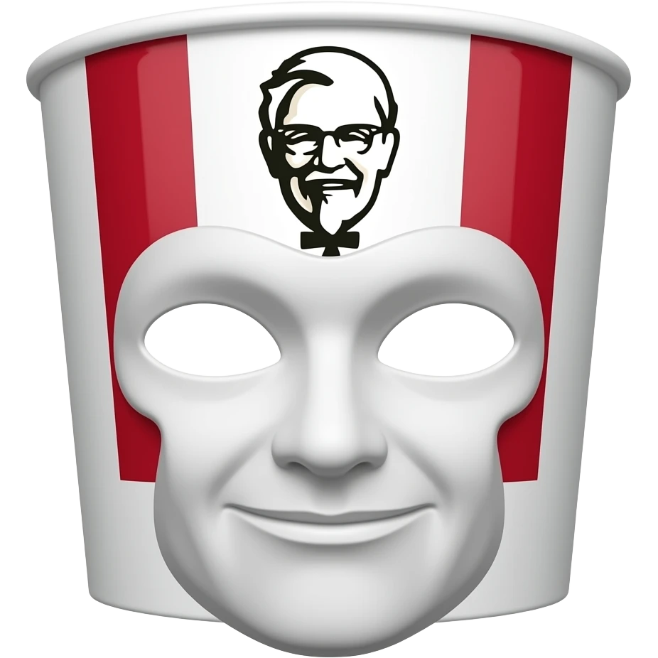 White mask with KFC bucket on top emoji