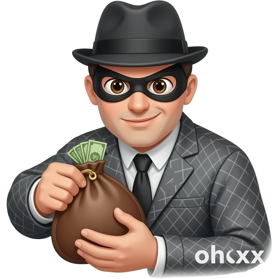 Persona robando una bolsa de dinero contraje de ladrón emoji