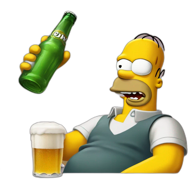 Homer Simpson drinking a beer emoji