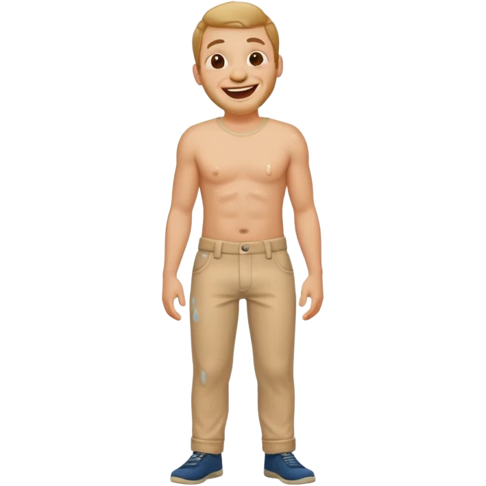 Man with wet spot on pants laughing emoji