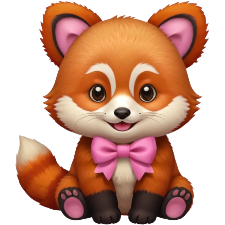 baby Red panda wearing a pink bow emoji