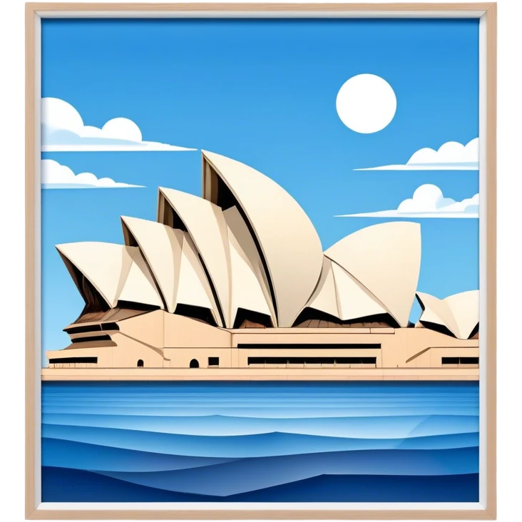 Cinematic Realistic Sydney Opera House Landmark Emoji, depicted with its iconic sail‚Äêlike design set against a clear blue sky, rendered with crisp architectural detail and dynamic lighting. emoji