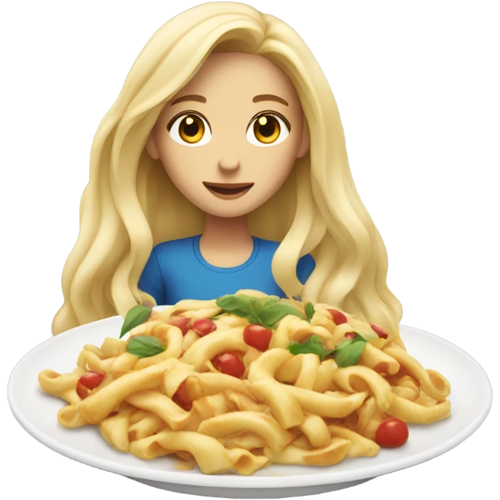 Blonde girl eating emoji