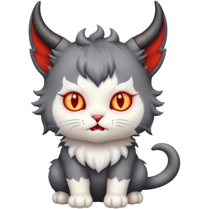 dark grey and white baby devil cat emoji