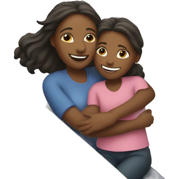 Mom and daughter hugging on a boat emoji