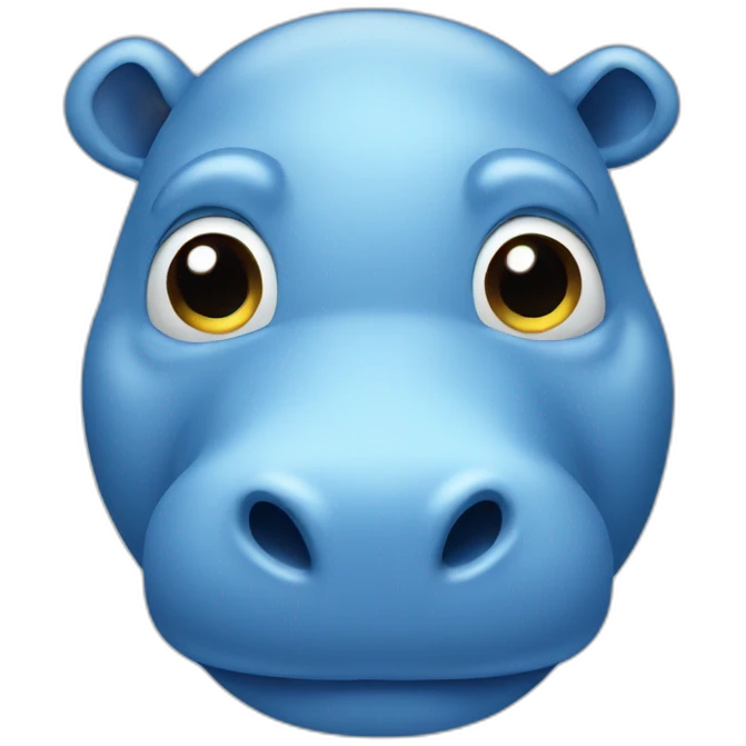 Blue hippo face emoji