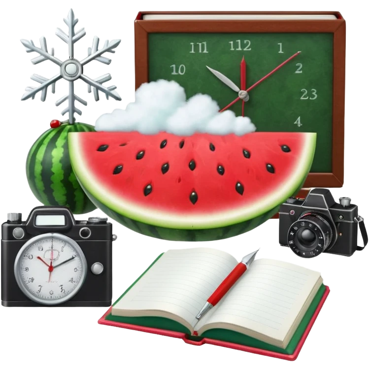 🍉📒🌨️❄️🌡️🖼️📸🎺🎮📔📖🕙🕦🕛🕐🕧🎄 emoji