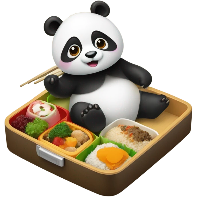 A panda eating bento emoji