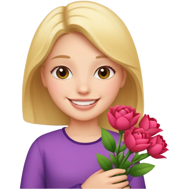дівчинка що тримає в руках квіти emoji