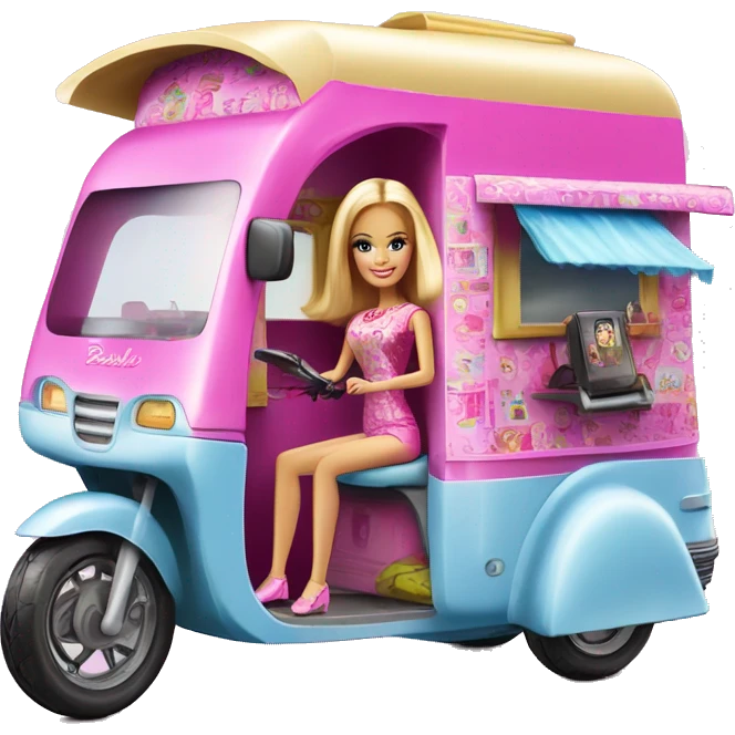 Barbie dream house Caravan motorbike tuk tuk  emoji