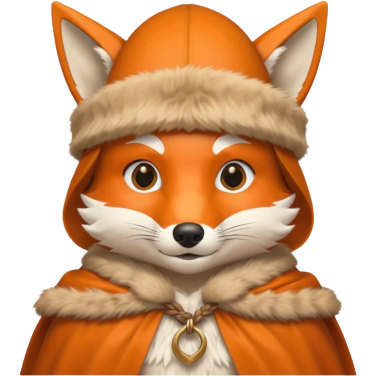 Fox wearing viking hat and fur cape emoji