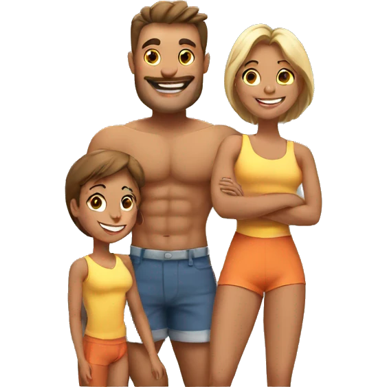 happy muscular family emoji