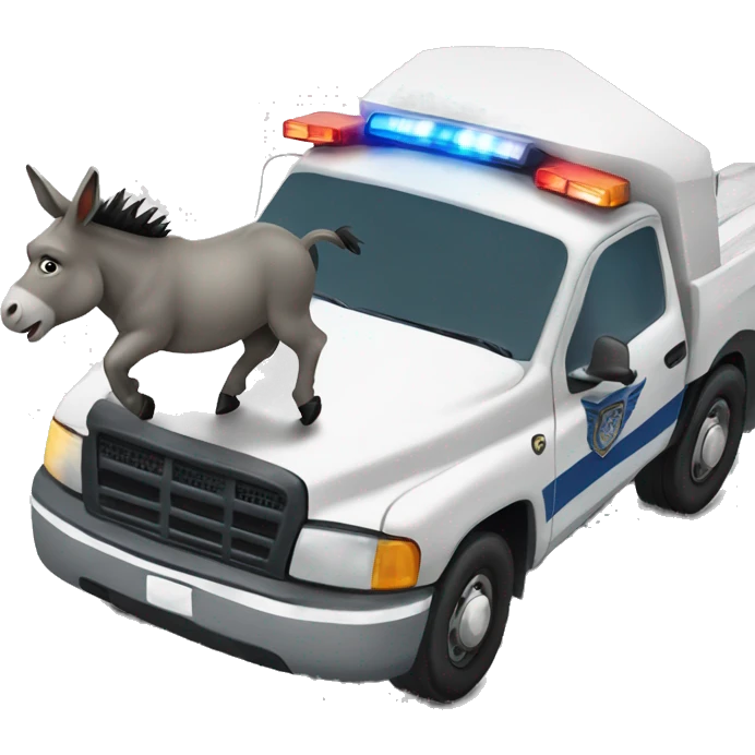 Donkey chasing police truck  emoji